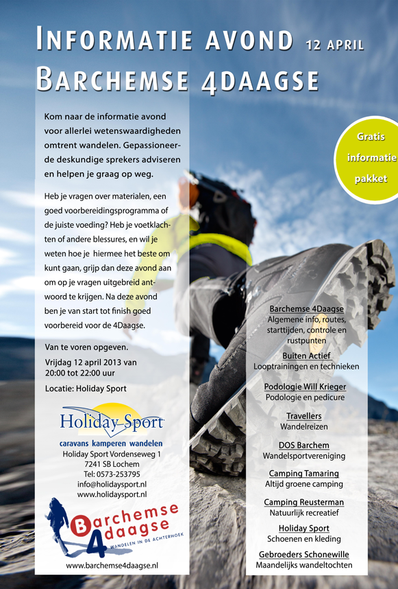 Informatieavond Barchemse 4Daagse bij Holiday Sport